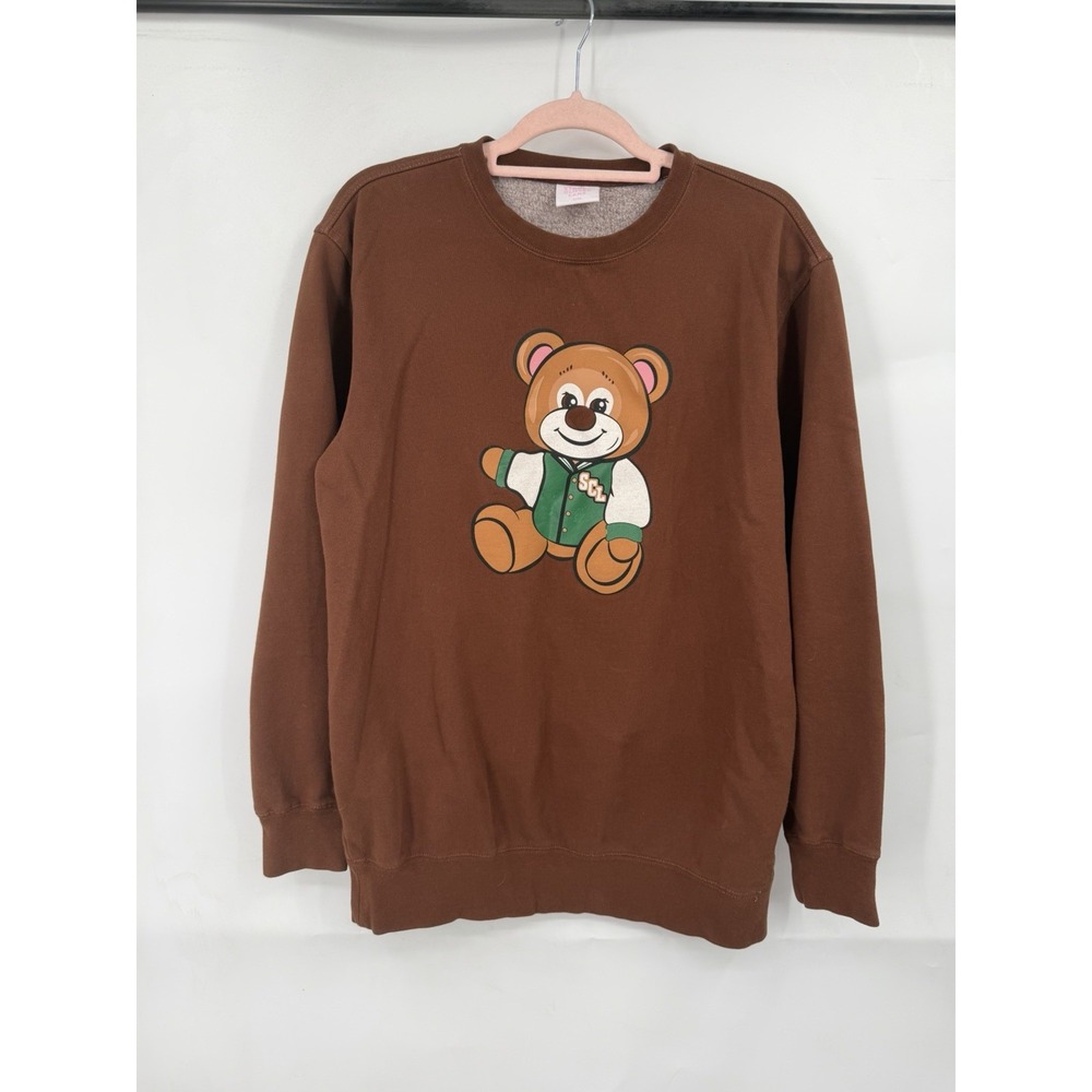 Stoney Clover Lane Teddy Bear Sweatshirt S/M Brown Y2K Varsity Preppy Retro
